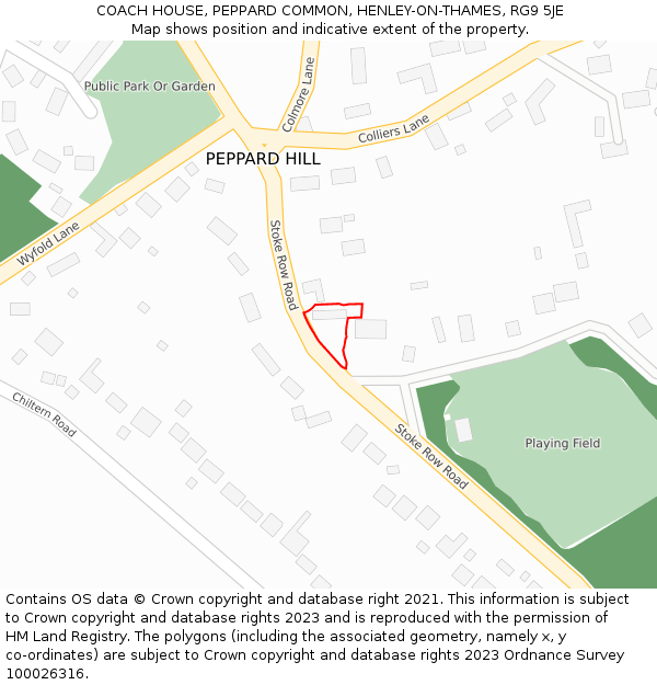 COACH HOUSE, PEPPARD COMMON, HENLEY-ON-THAMES, RG9 5JE: Location map and indicative extent of plot