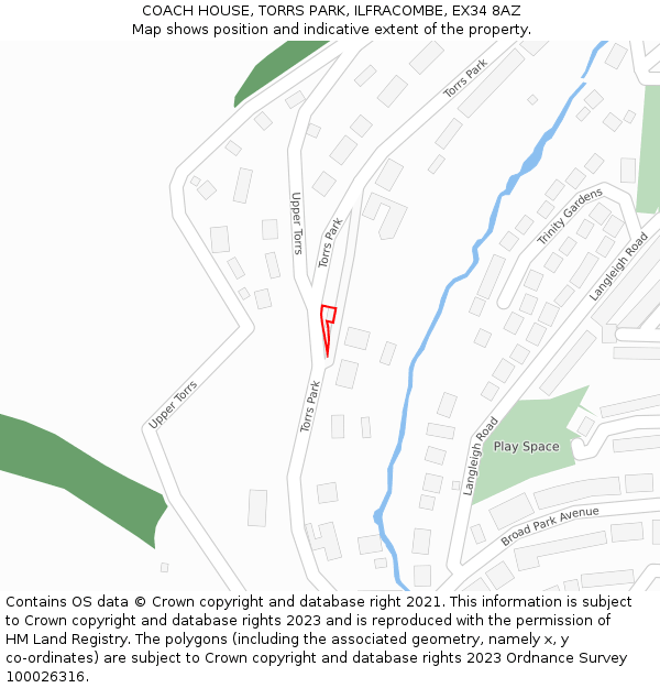 COACH HOUSE, TORRS PARK, ILFRACOMBE, EX34 8AZ: Location map and indicative extent of plot