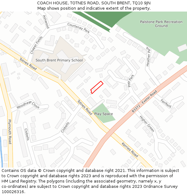 COACH HOUSE, TOTNES ROAD, SOUTH BRENT, TQ10 9JN: Location map and indicative extent of plot