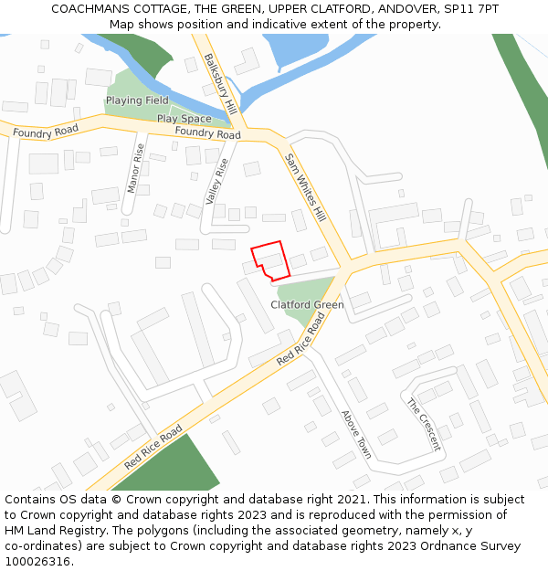 COACHMANS COTTAGE, THE GREEN, UPPER CLATFORD, ANDOVER, SP11 7PT: Location map and indicative extent of plot