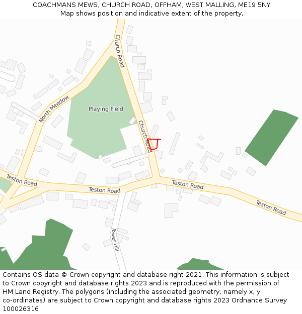 COACHMANS MEWS, CHURCH ROAD, OFFHAM, WEST MALLING, ME19 5NY: Location map and indicative extent of plot