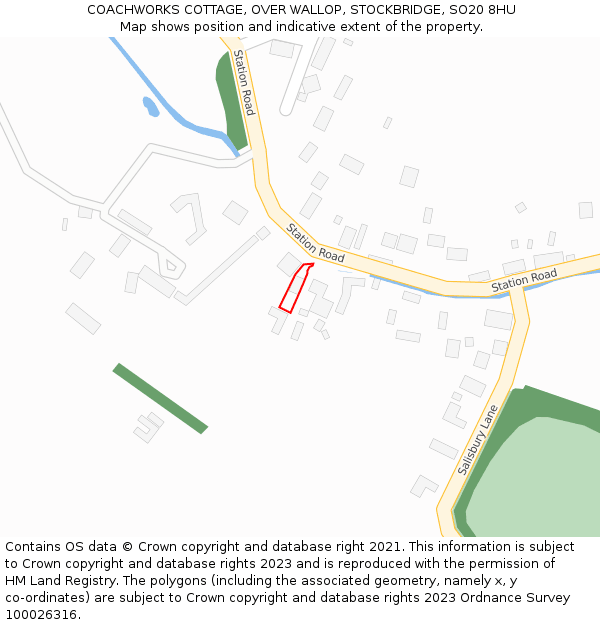 COACHWORKS COTTAGE, OVER WALLOP, STOCKBRIDGE, SO20 8HU: Location map and indicative extent of plot