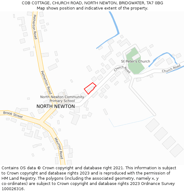 COB COTTAGE, CHURCH ROAD, NORTH NEWTON, BRIDGWATER, TA7 0BG: Location map and indicative extent of plot
