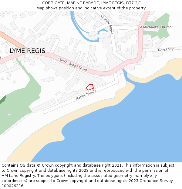 COBB GATE, MARINE PARADE, LYME REGIS, DT7 3JE: Location map and indicative extent of plot