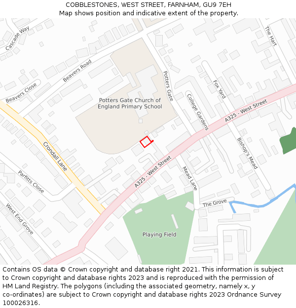 COBBLESTONES, WEST STREET, FARNHAM, GU9 7EH: Location map and indicative extent of plot