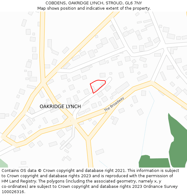 COBDENS, OAKRIDGE LYNCH, STROUD, GL6 7NY: Location map and indicative extent of plot