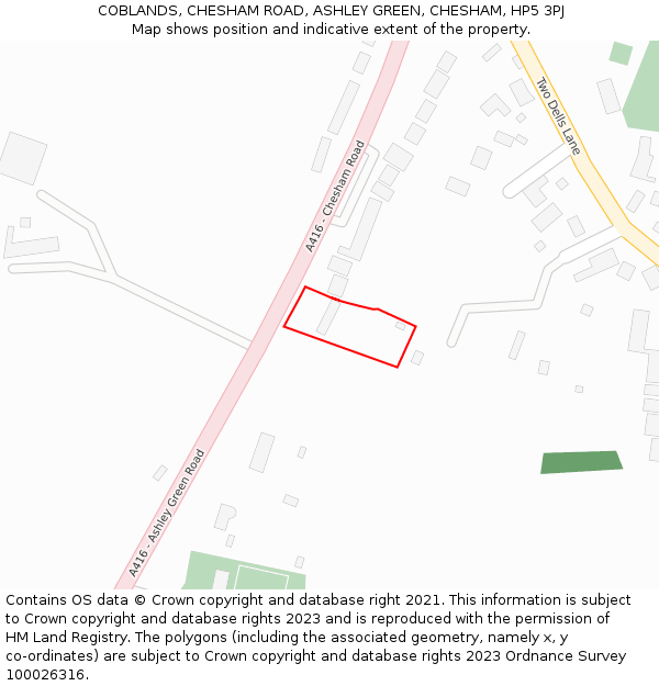 COBLANDS, CHESHAM ROAD, ASHLEY GREEN, CHESHAM, HP5 3PJ: Location map and indicative extent of plot