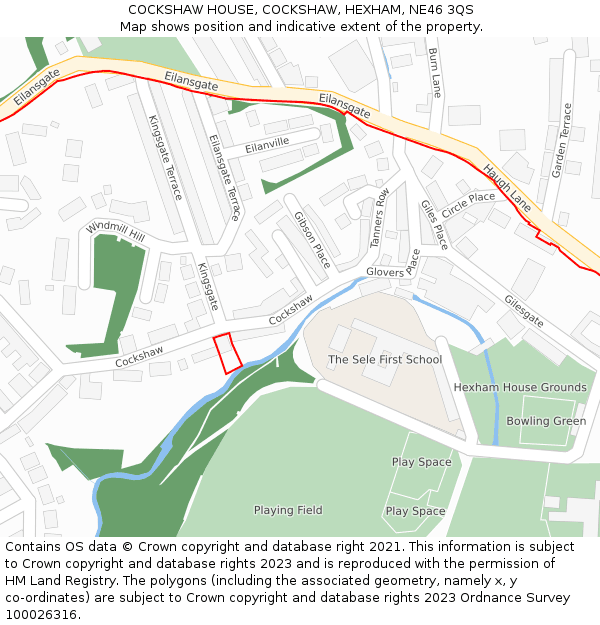 COCKSHAW HOUSE, COCKSHAW, HEXHAM, NE46 3QS: Location map and indicative extent of plot