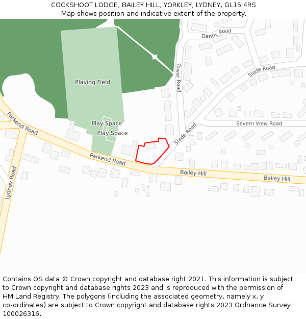 COCKSHOOT LODGE, BAILEY HILL, YORKLEY, LYDNEY, GL15 4RS: Location map and indicative extent of plot