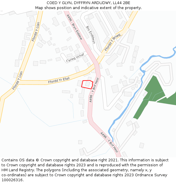 COED Y GLYN, DYFFRYN ARDUDWY, LL44 2BE: Location map and indicative extent of plot