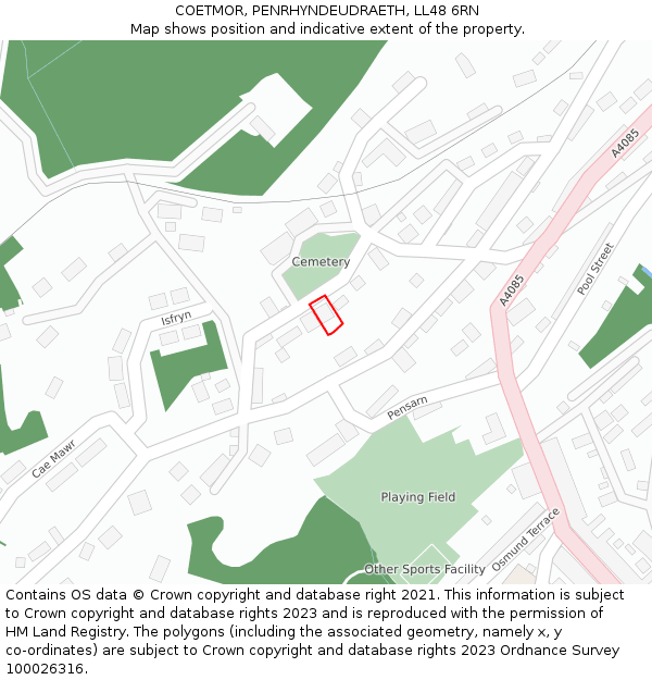 COETMOR, PENRHYNDEUDRAETH, LL48 6RN: Location map and indicative extent of plot