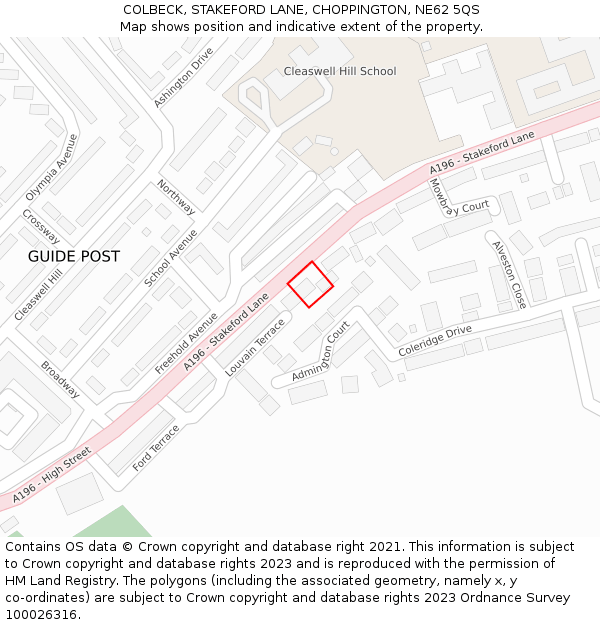 COLBECK, STAKEFORD LANE, CHOPPINGTON, NE62 5QS: Location map and indicative extent of plot