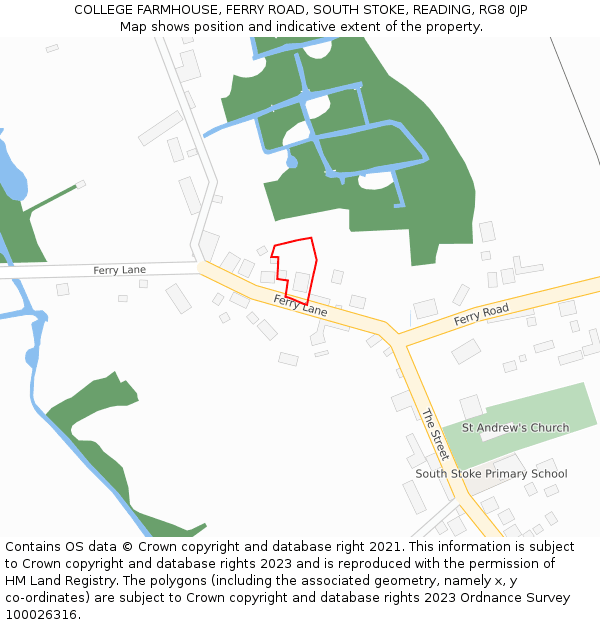 COLLEGE FARMHOUSE, FERRY ROAD, SOUTH STOKE, READING, RG8 0JP: Location map and indicative extent of plot