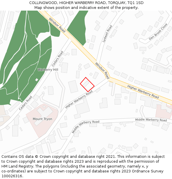 COLLINGWOOD, HIGHER WARBERRY ROAD, TORQUAY, TQ1 1SD: Location map and indicative extent of plot