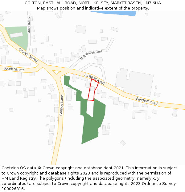 COLTON, EASTHALL ROAD, NORTH KELSEY, MARKET RASEN, LN7 6HA: Location map and indicative extent of plot