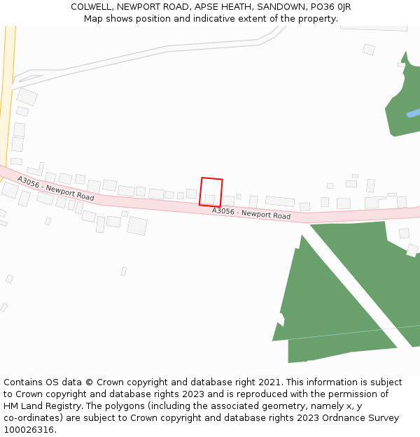 COLWELL, NEWPORT ROAD, APSE HEATH, SANDOWN, PO36 0JR: Location map and indicative extent of plot
