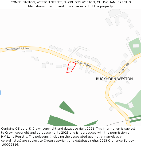 COMBE BARTON, WESTON STREET, BUCKHORN WESTON, GILLINGHAM, SP8 5HG: Location map and indicative extent of plot