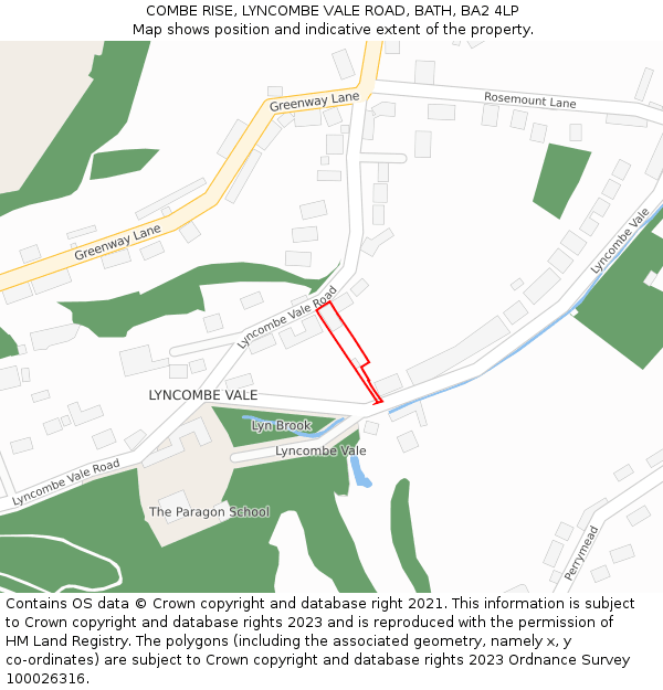 COMBE RISE, LYNCOMBE VALE ROAD, BATH, BA2 4LP: Location map and indicative extent of plot