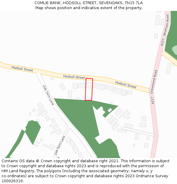 COMLIE BANK, HODSOLL STREET, SEVENOAKS, TN15 7LA: Location map and indicative extent of plot