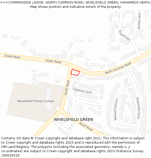 COMMONSIDE LODGE, NORTH COMMON ROAD, WIVELSFIELD GREEN, HAYWARDS HEATH, RH17 7RH: Location map and indicative extent of plot