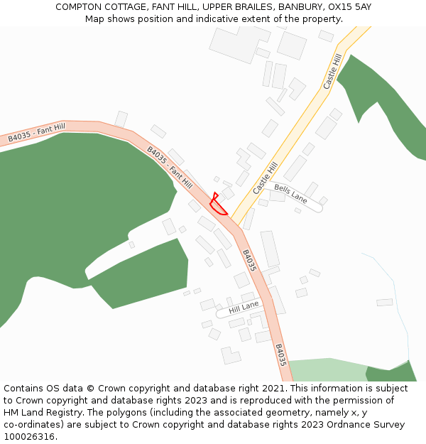 COMPTON COTTAGE, FANT HILL, UPPER BRAILES, BANBURY, OX15 5AY: Location map and indicative extent of plot