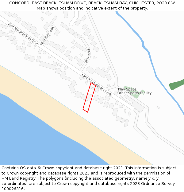 CONCORD, EAST BRACKLESHAM DRIVE, BRACKLESHAM BAY, CHICHESTER, PO20 8JW: Location map and indicative extent of plot