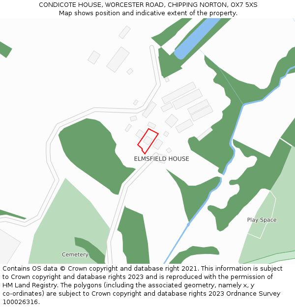 CONDICOTE HOUSE, WORCESTER ROAD, CHIPPING NORTON, OX7 5XS: Location map and indicative extent of plot