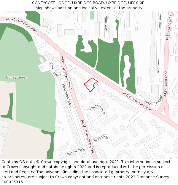 CONEYCOTE LODGE, UXBRIDGE ROAD, UXBRIDGE, UB10 0PL: Location map and indicative extent of plot
