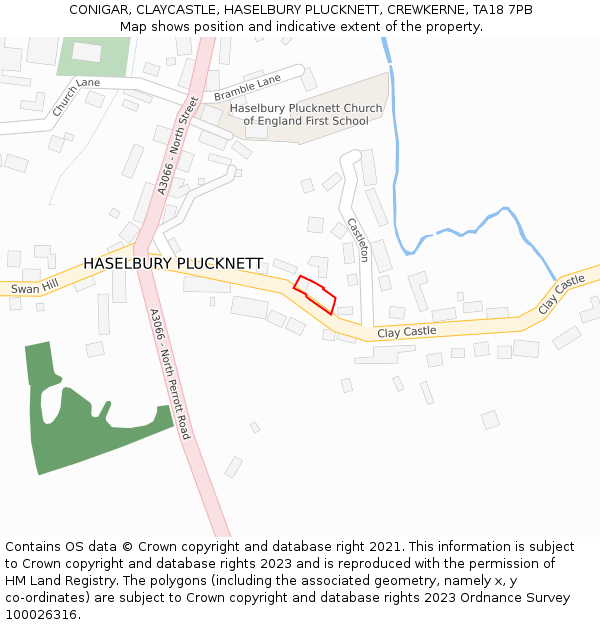 CONIGAR, CLAYCASTLE, HASELBURY PLUCKNETT, CREWKERNE, TA18 7PB: Location map and indicative extent of plot