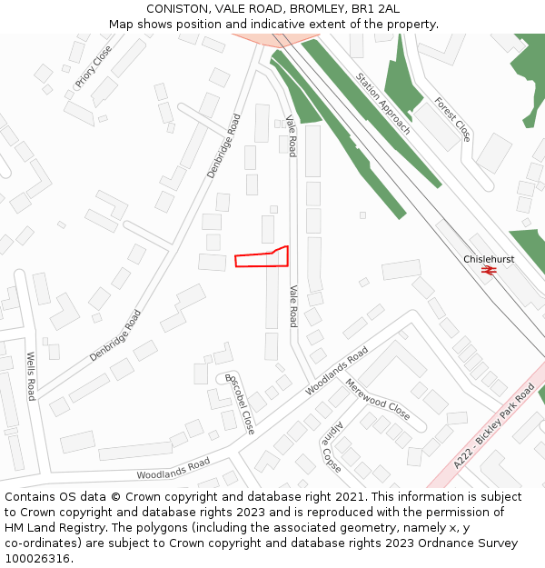 CONISTON, VALE ROAD, BROMLEY, BR1 2AL: Location map and indicative extent of plot