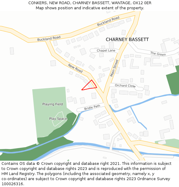 CONKERS, NEW ROAD, CHARNEY BASSETT, WANTAGE, OX12 0ER: Location map and indicative extent of plot