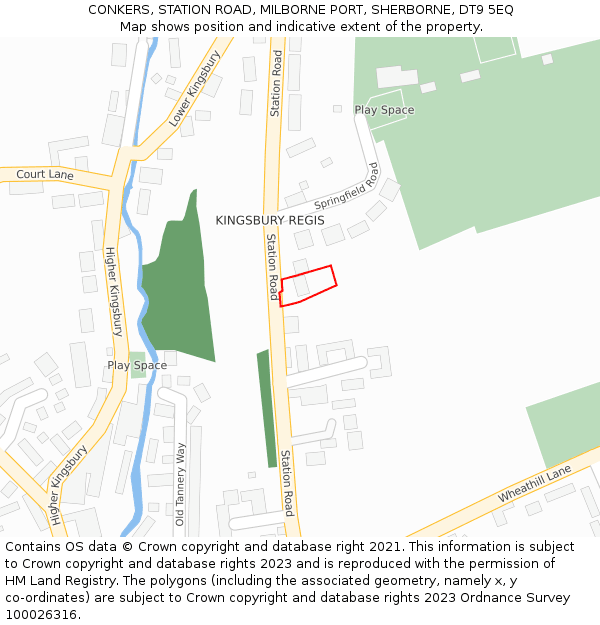 CONKERS, STATION ROAD, MILBORNE PORT, SHERBORNE, DT9 5EQ: Location map and indicative extent of plot