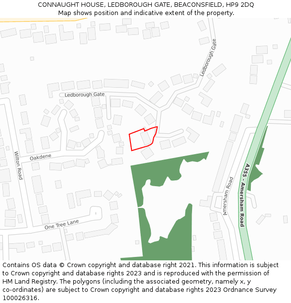CONNAUGHT HOUSE, LEDBOROUGH GATE, BEACONSFIELD, HP9 2DQ: Location map and indicative extent of plot