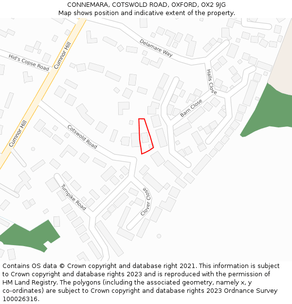CONNEMARA, COTSWOLD ROAD, OXFORD, OX2 9JG: Location map and indicative extent of plot