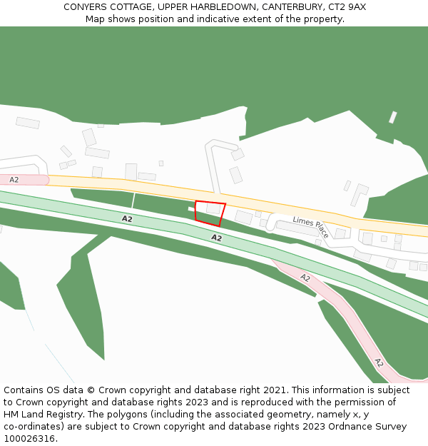 CONYERS COTTAGE, UPPER HARBLEDOWN, CANTERBURY, CT2 9AX: Location map and indicative extent of plot