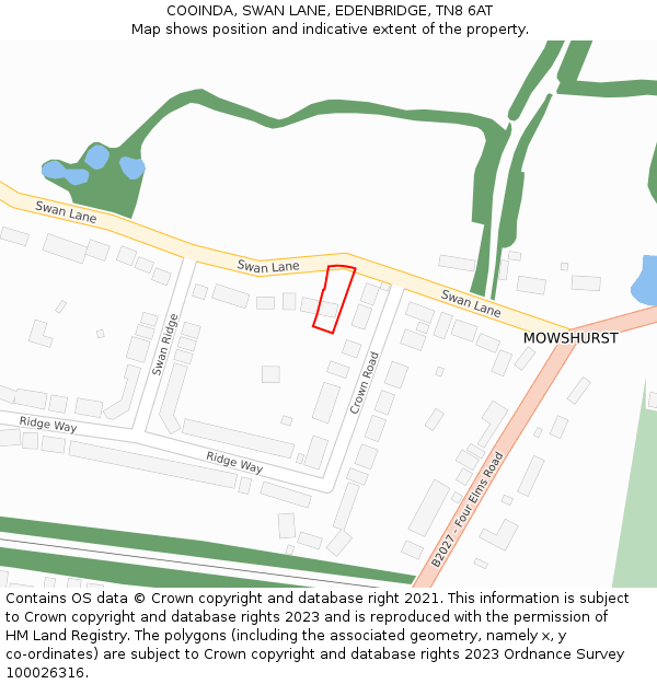 COOINDA, SWAN LANE, EDENBRIDGE, TN8 6AT: Location map and indicative extent of plot