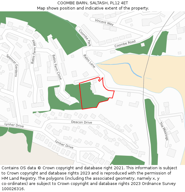 COOMBE BARN, SALTASH, PL12 4ET: Location map and indicative extent of plot