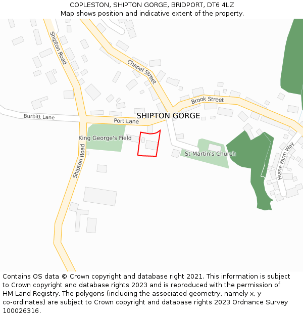 COPLESTON, SHIPTON GORGE, BRIDPORT, DT6 4LZ: Location map and indicative extent of plot