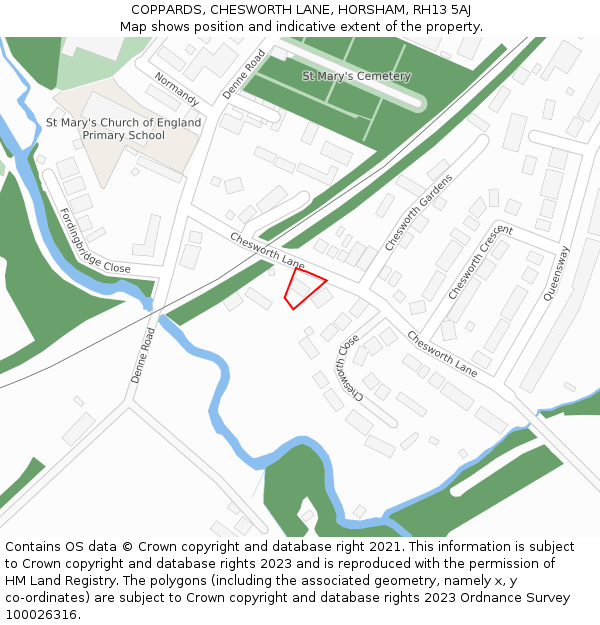 COPPARDS, CHESWORTH LANE, HORSHAM, RH13 5AJ: Location map and indicative extent of plot