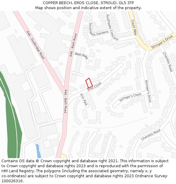 COPPER BEECH, EROS CLOSE, STROUD, GL5 3TP: Location map and indicative extent of plot