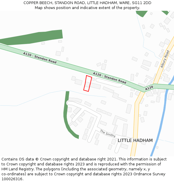 COPPER BEECH, STANDON ROAD, LITTLE HADHAM, WARE, SG11 2DD: Location map and indicative extent of plot