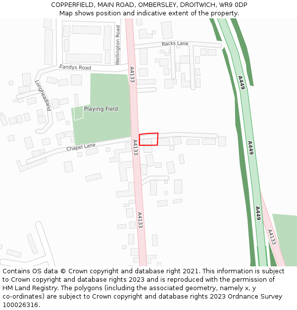 COPPERFIELD, MAIN ROAD, OMBERSLEY, DROITWICH, WR9 0DP: Location map and indicative extent of plot