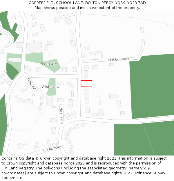 COPPERFIELD, SCHOOL LANE, BOLTON PERCY, YORK, YO23 7AD: Location map and indicative extent of plot