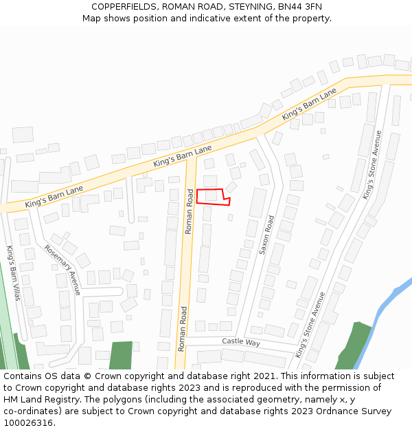 COPPERFIELDS, ROMAN ROAD, STEYNING, BN44 3FN: Location map and indicative extent of plot