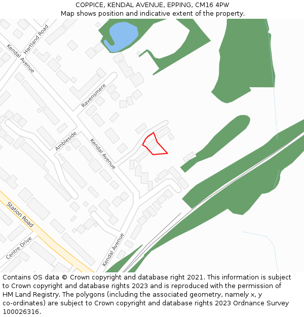 COPPICE, KENDAL AVENUE, EPPING, CM16 4PW: Location map and indicative extent of plot