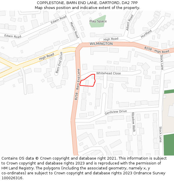COPPLESTONE, BARN END LANE, DARTFORD, DA2 7PP: Location map and indicative extent of plot