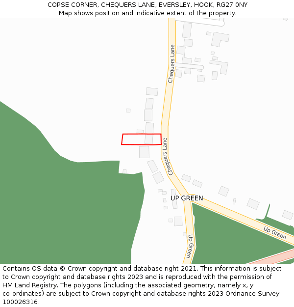 COPSE CORNER, CHEQUERS LANE, EVERSLEY, HOOK, RG27 0NY: Location map and indicative extent of plot