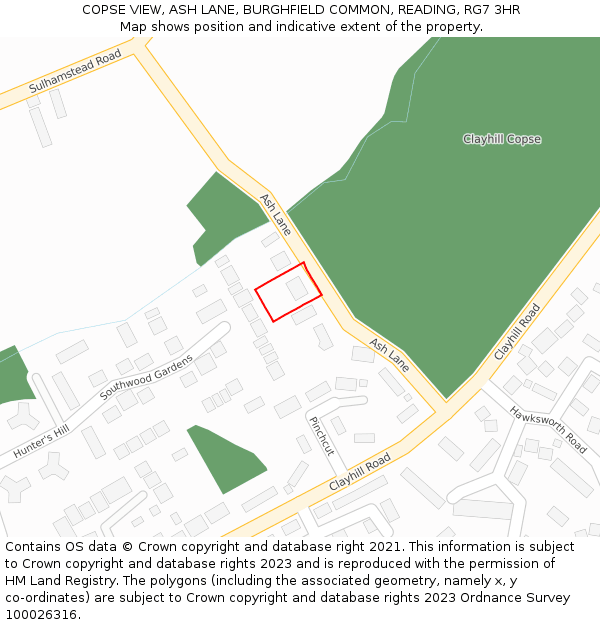 COPSE VIEW, ASH LANE, BURGHFIELD COMMON, READING, RG7 3HR: Location map and indicative extent of plot