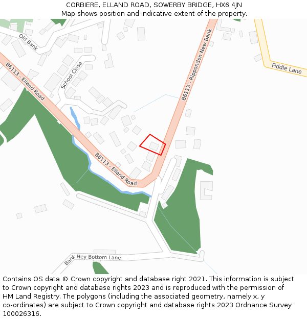 CORBIERE, ELLAND ROAD, SOWERBY BRIDGE, HX6 4JN: Location map and indicative extent of plot
