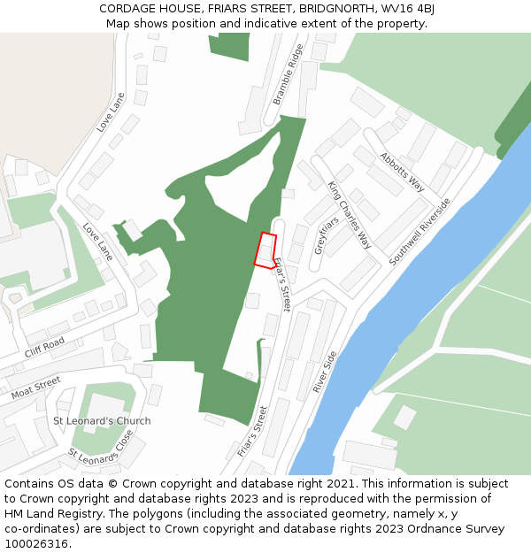 CORDAGE HOUSE, FRIARS STREET, BRIDGNORTH, WV16 4BJ: Location map and indicative extent of plot